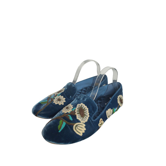 Birdies Starling Flat in Ocean Floral Velvet women's 10.5 - Picture 1 of 11